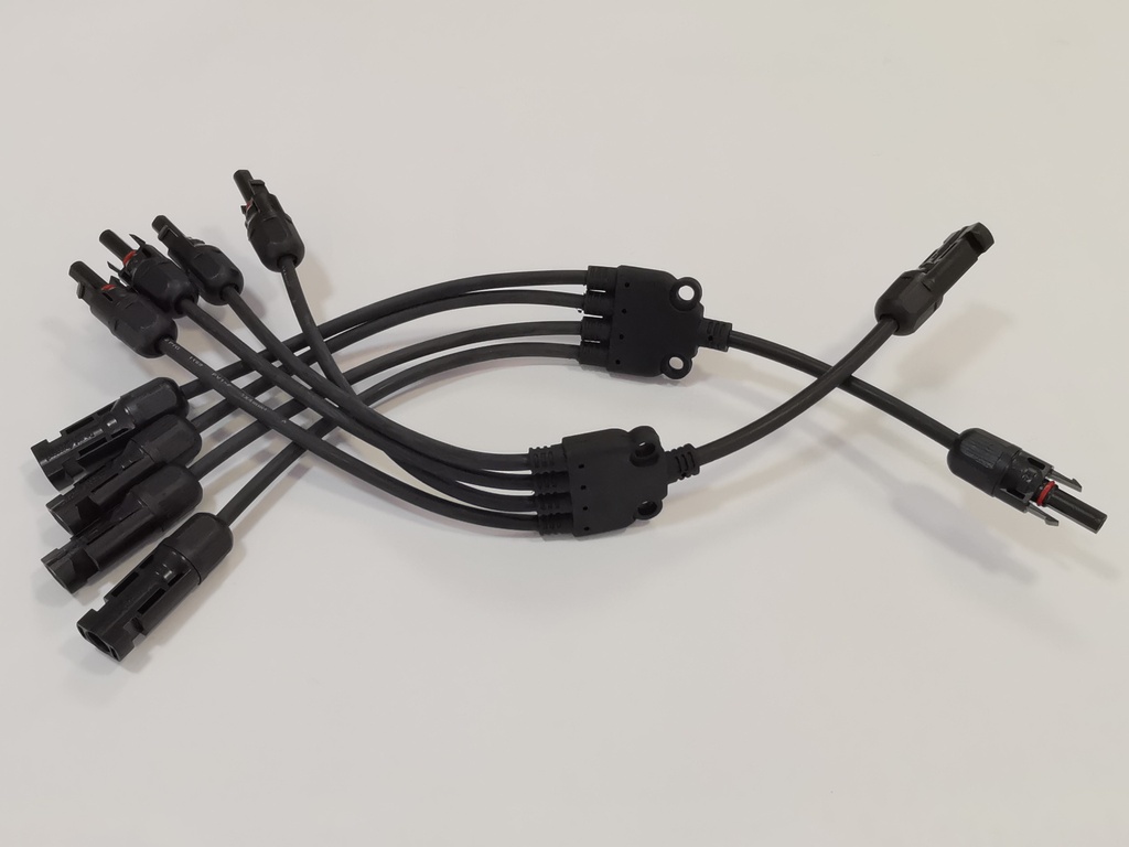 (MC4-Y-4) PAREJA DE CONECTORES MULTICONTACTO MC4 TIPO &quot;Y&quot; 1 A 4 VIAS PARA PANEL SOLAR