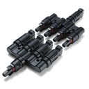 (MC4-T-4) PAREJA DE CONECTORES MULTICONTACTO MC4 TIPO &quot;T&quot; 1 A 4 VIAS PARA PANEL SOLAR